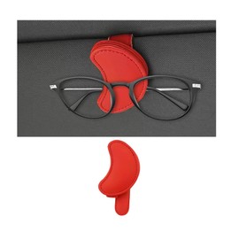 Mandark Sunglass Holder for Car Sun Visor, Magnetic Leather Auto Visor Glasses Clip for Ticket Card, Vehicle Interior Eyeglass Hanger Organizer Accessories, Universal for SUV Sedan Truck (Red)