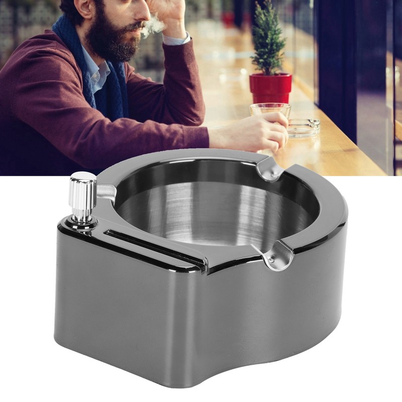 Stainless Steel Ashtray with Matches Lighter Function for Home Office