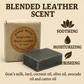 Three Dubs Ranch Black Leather: Handmade All-Natural, Goat Milk Soap Bars made with Tallow, For Hands & Body. Leather scented Soap Bars. Made in Texas. (3.5 oz Bar 3 Pack)