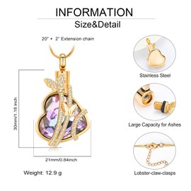 QGJNSGC Butterfly Urn Necklaces for Ashes Cremation Jewelry for Women Butterfly Love Heart Urn Pendant Necklaces with Birthstone Crystals Memorial Necklace
