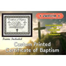Certificate of Baptism - Custom with Any Name - Frame Included
