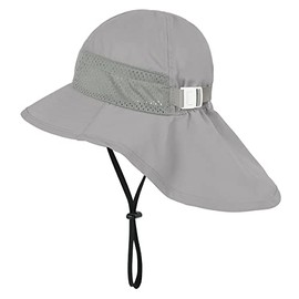 Durio Sun Hat Baby Sun Hat Children with Neck Protection Adjustable Foldable Summer Hat Breathable UV Protection, gray