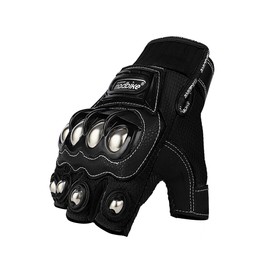 Motorcycle Gloves Air Flow Steel Knuckle Touchscreen BMX MX ATV MTB Motocross Dirt Bike Racing Downhill Tactical Gloves (Black Short, Large)