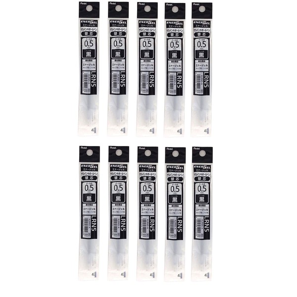 Pentel Refill Ink for EnerGel Liquid Gel Pen / 0.5mm Black Ink / Value Set of 10 Refills