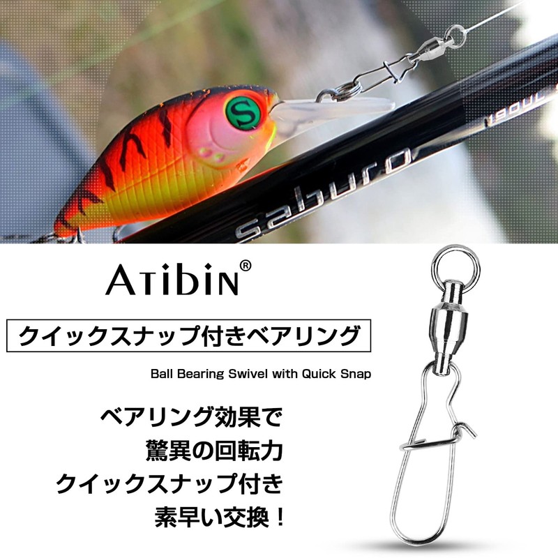 Atibin Bearing Swivels Strong Lures Snaps Marukan Snaps Fishing Jigging