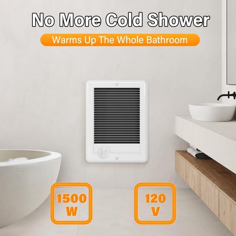 CSC151TW Electric Wall Heater Complete Unit With Thermostat, 120 Volt