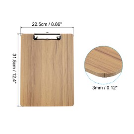 PATIKIL Wooden Clipboard for 8.5 x 11 Inch Paper, Standard A4 Letter Size Clip Boards Hardboard with Low Profile Clip for Office Classroom, Cherry Wood Texture