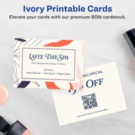 Avery Printable Rectangle Business Cards with Sure Feed Technology, 2.5" x 3.5", Ivory Cardstock, Print-to-the-Edge, Laser/Inkjet Cards, 60 Total