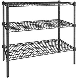 PRO&amp;Family 18&quot; x 36&quot; NSF Black Epoxy 3-Shelf Kit with 34&quot; Posts
