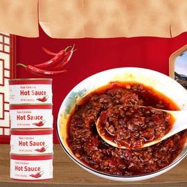 Chili Paste，Red Chili Paste，Chopped colorful pepper 80g/can, Spicy chili sauce, Picked red & green peppers, Dipping sauce for Cooking and Condiments