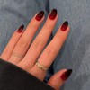 SXVME Uñas postizas francesas rojas y negras, cortas, ovaladas y