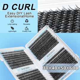 DIWINSH Pack of 640 Individual Eyelashes, 9-16 mm, DIY Eyelash Extensions, D Curl, Individual Cluster Lashes, Fluffy, Natural, Thick Eyelash Clusters for Beginners (30D + 40D + 50D + 60D, 9-16 mm)