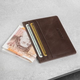TORRO Card Holder – Genuine Leather Credit Card Holder Slim Wallet, Compatible with Contactless Transactions - Dark Brown