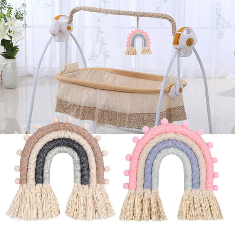 WOWOWO Rainbow Handmade Woven Nordic Children's Room Wall Hanging Home