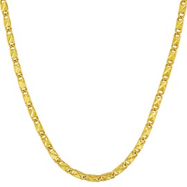 LIFETIME JEWELRY 2.5mm Diamond Cut Star Flat Link Chain Necklace 24k Gold Plated (18 inches, Gold)
