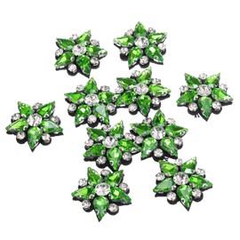 uxcell Handmade Star Beaded Patches, 10Pcs Glass Crystal Rhinestone Appliques Star Patches Appliques for Clothing DIY Sewing Accessories, Light Green