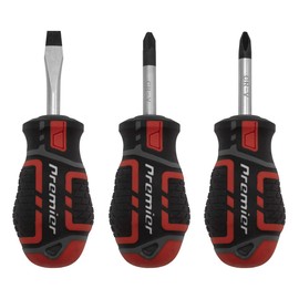 Sealey 3pc GripMAX® Stubby Screwdriver Set - Red - AK4328