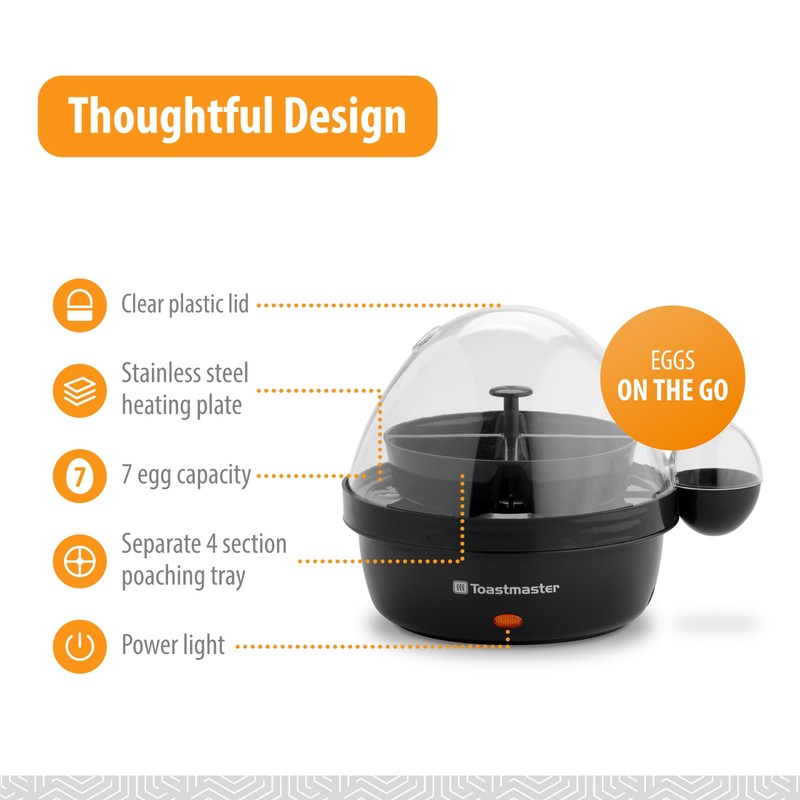 Toastmaster Rapid Electric Egg Cooker with Auto-Off - 7-Egg Capacity