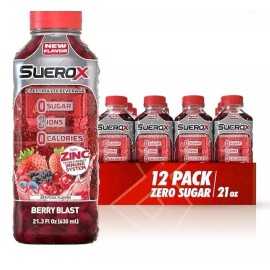 SueroX Berry Blast Zero Sugar Electrolyte Drink for Hydration 21.3 Oz (12 Count)