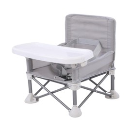 Baby Seat Booster Toddlers Dining Seat Removable Tray with Travel Bag Portable Folding Booster Feeding Chair for Children Toddlers Infants, Gray