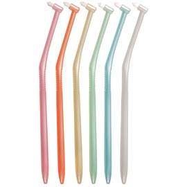 L APIS: Lapis Dental Compact Tuft Brush - Soft, Dental Use, Made in Japan, Spot Brushing, Interdental Spaces, Swedish Style, Assorted 6 Pieces, Includes 1 Cap, LA-001S