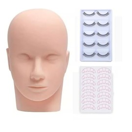 Cabeza de Maniquí de Pestañas para Practicar - Kit de Entrenamiento de Extensión de Pestañas con Parches y Guía                                       