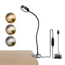 CRISETEK Clip on Desk lamp, Reading Light, Reading lamp, Flexible Gooseneck USB Light, Book Light for Kids Reading Book in Bed at Night Clip on Table, headboard, Dorm (Black, 8W Tact Switch)