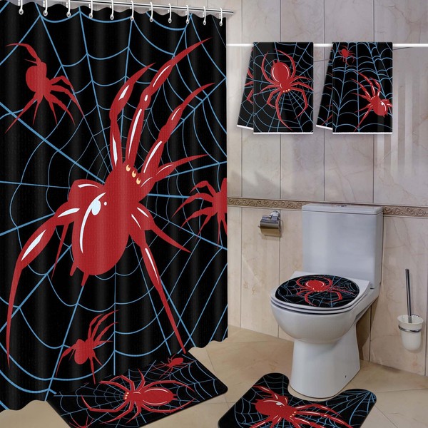 Nuanchu 6 Pcs Bathroom Sets with Shower Curtain and Rugs