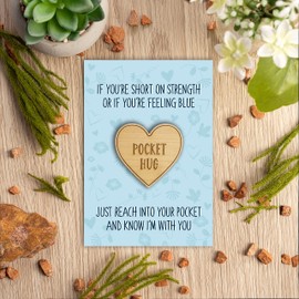 Pocket Hug Token with Card Small Gifts Good Luck Gifts Thinking of You Gifts Long Distance Relationship Boyfriend Keepsake Gifts for Him Cute Wooden Letterbox I Love You Present for Her