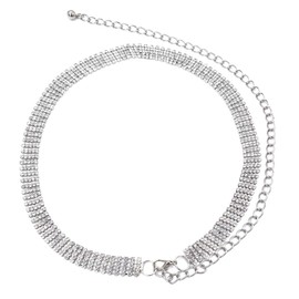 TeeYee Shiny Rhinestone Waist Chain for Women Girls Multi-Row Slim Waist Belt for Jeans Dress Bikini, 5rheinen