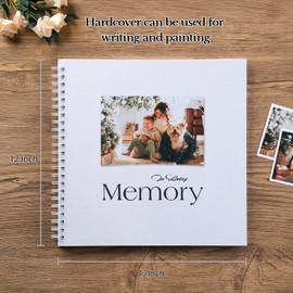 potricher 12 x 12 Inch DIY Scrapbook Album 40 Pages Hardcover Kraft Paper Scrap Book Photo Albums Memory Book for Wedding and Anniversary Family (White, 12 Inch)