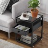 VECELO Modern Side, Nightstand, Tempered Glass End Table, Cabinet with
