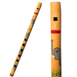 Decorative Traditional Handmade Wooden Bamboo Flute Basuri Indian Musical Instrument for gifting and Decoration (Elephant and Deer- Set of 2)