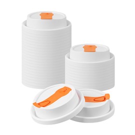 Restaurantware Restpresso 3.5 x 3.5 Inch Plastic Lids Only Pack of 25 Plastic Lids - Hinged Spout Cover, White Coffee Cup Covers, Leak-Resistant, Fits 8, 12, 16, and 20-ounce, For Coffee Cups