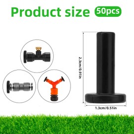 50pcs Drip Irrigation Line End Plug Cap Stopper Fittings, 1/4 Inch Black Drip Tee Connector for Pipe Tubing Quick Connect Goof Parts Accessories for 1/4" Irrigation Pipe or Sprinkler