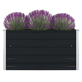 CHARMMA Raised Garden Bed Anthracite Galvanized Steel 39.4 x 39.4 in,Pots & Planters-47024