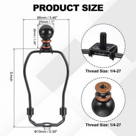 PATIKIL 5 Inch Lamp Harp Kit with Finial, 1 Set Detachable Lamp Shade Bracket Holder, DIY Lighting Accessories for Table Lamps Floor Lamps, Black