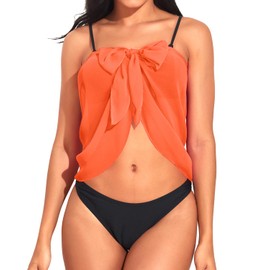 Holipick - Pareo para cubrir la falda envolvente, traje de baño, pareo para playa de gasa, Naranja, M