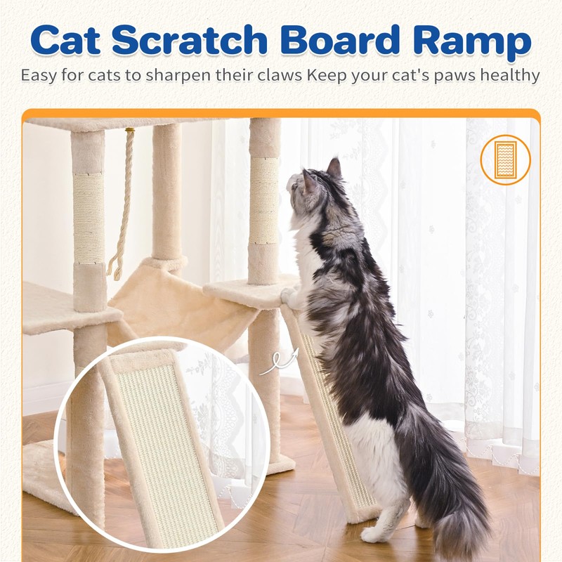 ABCPET Cat Tree Tower 63in Multi-Level Cat Tower for Indoor