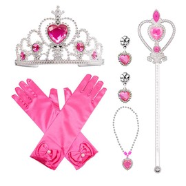 Princess Aurora Dress, Kids, Cosplay, Sleeping Beauty Dress, Princess Costume, Gift, Birthday Day, Christmas, Recitals, Weddings, Concerts, Parties, Festivals, Luxurious 6-Piece Set, Red, 130