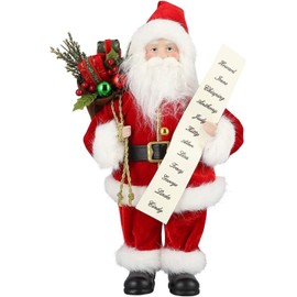 Uten Deluxe Father Christmas Santa Claus Standing Figure With Gift Bag and Lists 12 Inch Xmas Ornament Home Decoration Christmas Figure