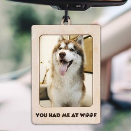 SOUTHLISA Car Visor Picture Frame, Wooden Visor Clip Photo Frame, Car Visor Picture Holder, Rear View Mirror Accessories Decor, Gift for Her,Him, Mom, Dad (You had me at woof)
