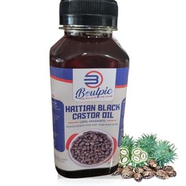 Aceite de ricino negro haitiano Meme (Lwil Maskriti) – 100% puro, prensado en frío, sin refinar – Promueve el crecimiento del cabello, hidrata la piel