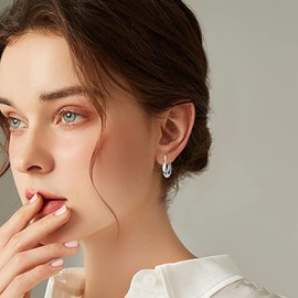 ALEXCRAFT Oval Small Silver Hoop Earrings for Women 925 Chunky Huggie Earring Jewelry for Women
