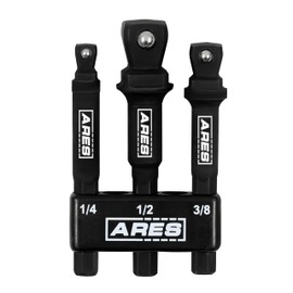 ARES 22046 – 3-Piece 3-Inch Impact Wobble Extension Set - 1/4-Inch, 3/8-Inch, and 1/2-Inch Drive Wobble Extensions Offer 30-Degree Range of Motion for Enhanced Access – Includes Extension Holder