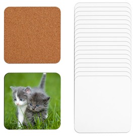 20pcs Sublimation Square Coasters, 4x4in MDF Blank Hardboard Coaster MDF Wooden Coaster Sublimation Cork Coasters for DIY Crafts Painting Home Decor