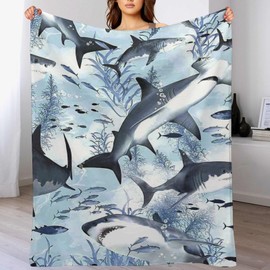 Shark Blanket Ocean Gifts for Girls/Shark Lover Throw Blankets Soft Blanket Warm Fleece Flannel Plush Blankets for Bed Sofa Couch 40"x50"