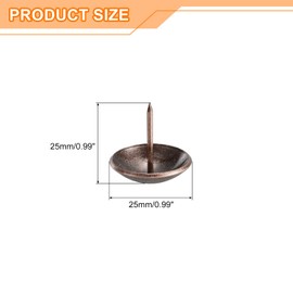 uxcell Upholstery Tacks Nail Pins Furniture, 150Pcs 25x25mm Thumb Tack Pins Assortment Kit Carbon Steel for Home Sofa DIY Decorative Nail Heads Nails, Red Bronze