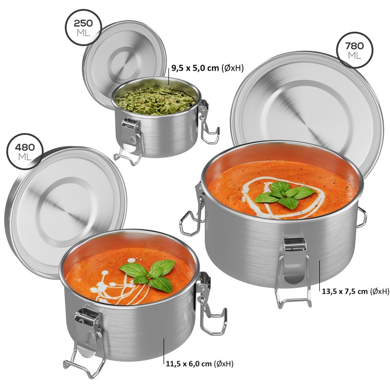 WELLGRO Stainless Steel Tin Set Round - 250 ml 480