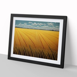 Futuristic Wheat Field H1022 Framed Print for Living Room Bedroom Home Office Décor, Wall Art Picture Ready to Hang, Black A4 Frame (34 x 25 cm)